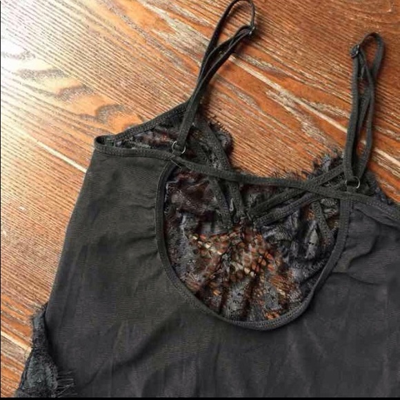 Black Lace & Mesh One-Piece Bodysuit - Picture 7 of 7